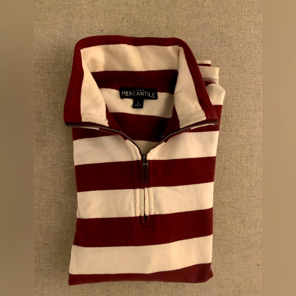 J crew striped quarter zip sweatshirt